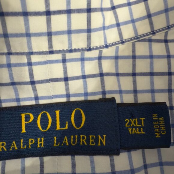 Polo Ralph Lauren Blue Check Long Sleeve Button-Down Shirt – Size 2XLT (Tall) - Picture 5 of 10